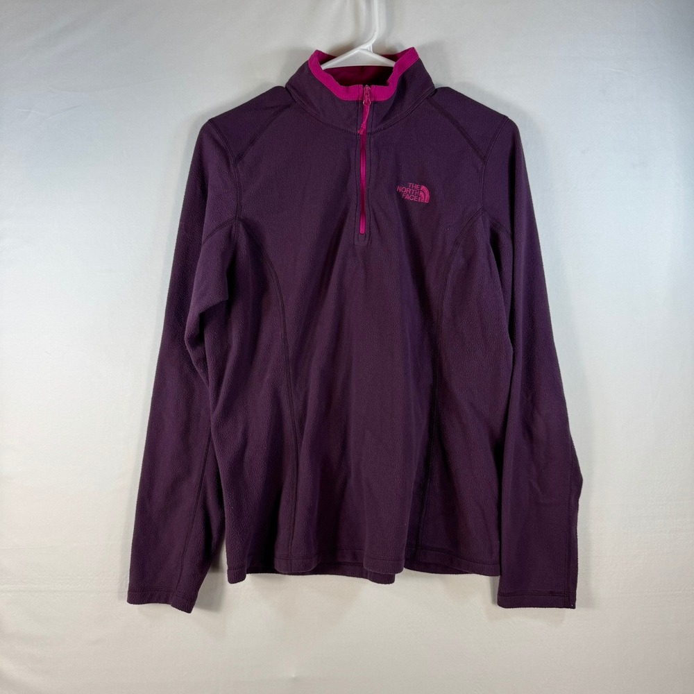 The North Face TKA 100 Fleece Pullover Womens L Purple Pink 1/4 Zip Mock Neck